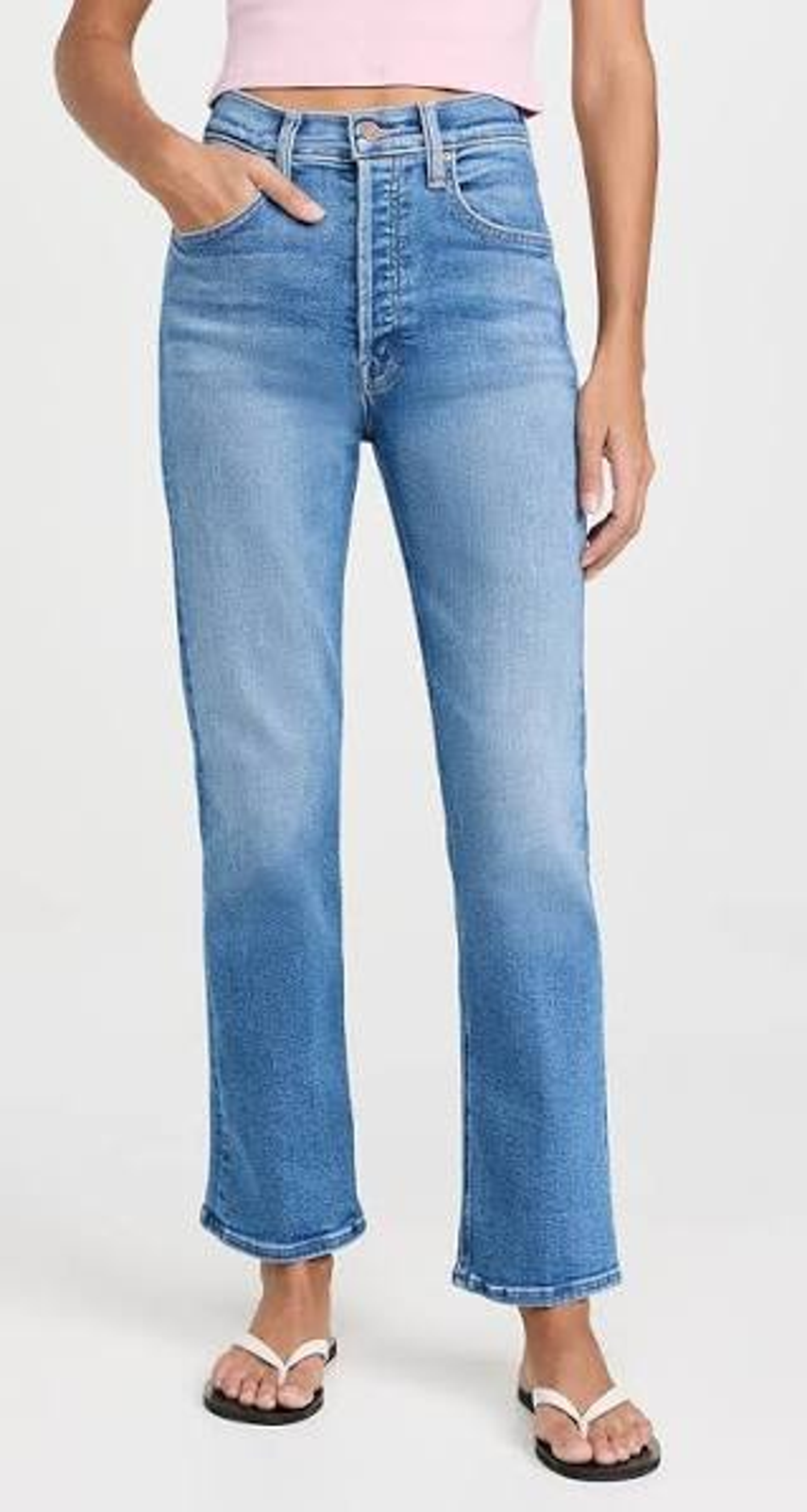 Mother Superior High Waisted Whiskered Denim Ankle Jeans Blue Women's Size 28